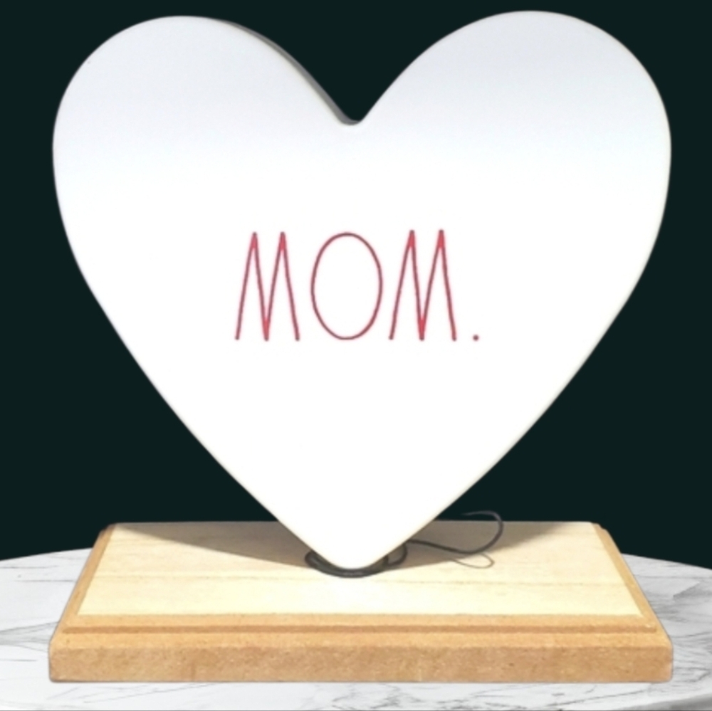 Rae Dunn Valentines MOM Metal White Heart Sign New